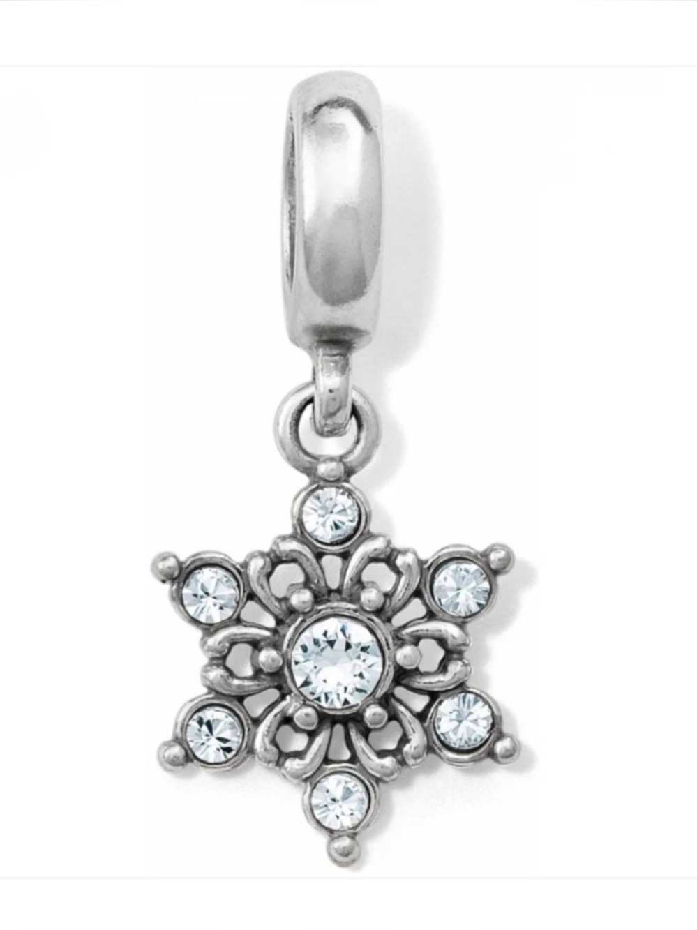 💎❄️ BRIGHTON Snowflake SLVR SWAROVSKI CRYSTAL Charm for Charm Bracelet!